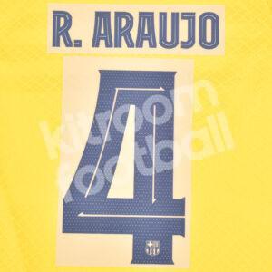 Original 2023-24 FC Barcelona Senyera Name Number Set #4 Ronald ARAUJO Champions League