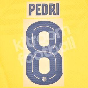 Original 2023-24 FC Barcelona Senyera Name Number Set #8 PEDRI Champions League