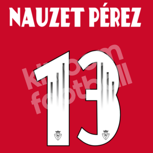 2015-16 Osasuna Name Number Set #13 NAUZET PÉREZ Repro Dorsal