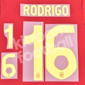 UEFA Euro 2024 Spain Home Name Number Set #16 RODRIGO Repro