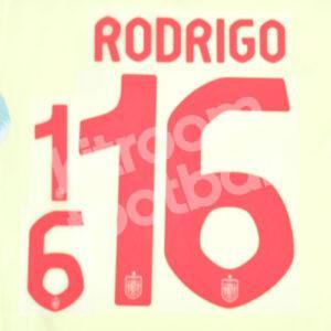 UEFA Euro 2024 Spain Away Name Number Set #16 RODRIGO Repro