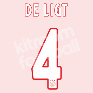 2018-19 Ajax Amsterdam Home Name Number Set #4 DE LIGT Repro