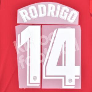 2018-19 Atletico Madrid Home Name Number Set #14 RODRIGO La Liga Repro - Image 1