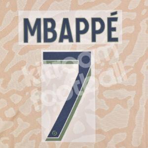 2023-24 PSG Paris Fourth Name Number Set #7 MBAPPE Ligue One Repro