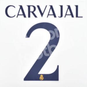 2023-24 Real Madrid Home Name Number Set #2 CARVAJAL Champions Repro