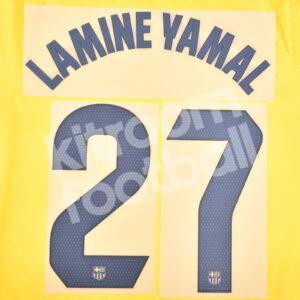 Original 2023-24 Fc Barcelona Senyera Name Number Set #27 LAMINE YAMAL La Liga TPT