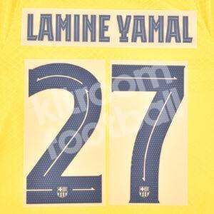 Original 2023-24 Fc Barcelona Senyera Name Number Set #27 LAMINE YAMAL UCL TPT