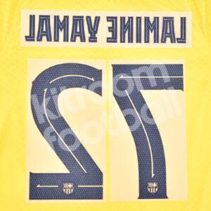 Original 2023-24 Fc Barcelona Senyera Name Number Set #27 LAMINE YAMAL UCL TPT - Image 3