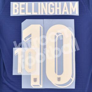 UEFA Euro 2024 England Away Name Number Set #10 BELLINGHAM Repro