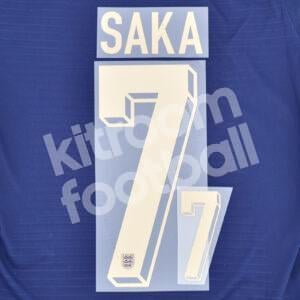 UEFA Euro 2024 England Away Name Number Set #7 SAKA Repro