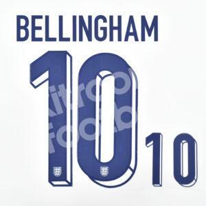UEFA Euro 2024 England Home Name Number Set #10 BELLINGHAM Repro