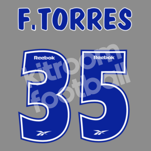 2000-01 Atletico Madrid Home Name Number Set #35 Fernando TORRES Debut Repro