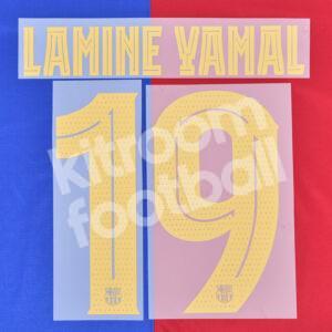 2024-25 Fc Barcelona Home Name Number Set #19 LAMINE YAMAL Champions League Repro