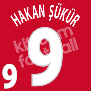 UEFA EURO 2000 Turkey Home Name Set Number #9 HAKAN SUKUR Repro (2 layers)