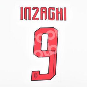 2007-08 AC Milan Away Name Number Set #9 INZAGHI Repro