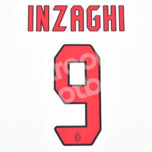 2004-07 AC Milan Away Name Number Set #9 INZAGHI Repro