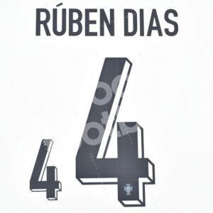 UEFA Euro 2024 Portugal Away Name Number Set #4 RUBEN DIAS Repro