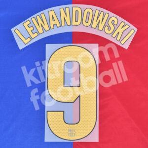 2024-25 Fc Barcelona Home Name Number Set #9 LEWANDOWSKI La Liga Repro