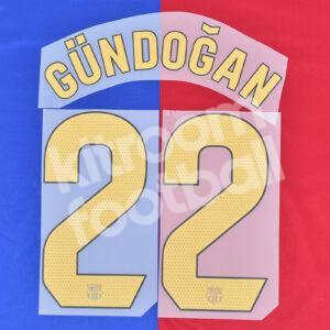 2024-25 Fc Barcelona Home Name Number Set #22 GUNDOGAN La Liga Repro