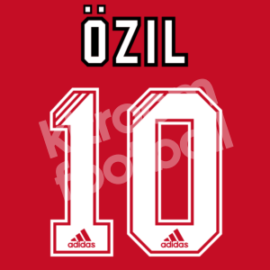1993-94 Arsenal Home Name Number Set #10 OZIL Retro Flock (2 Layers) - Image 1