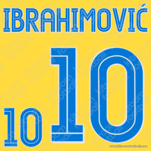 EURO 2004 Sweden Home Name Set Number #10 IBRAHIMOVIC Repro