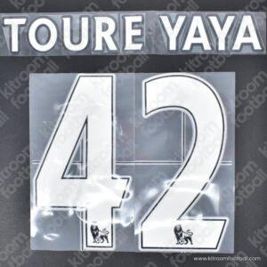 2010-11 Manchester City Name Number Set #42 TOURE YAYA Premier League Flock Repro