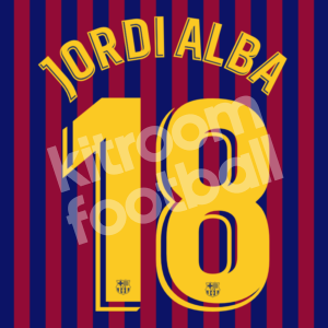 2018-21 Barcelona Home Name Number Set #18 JORDI ALBA La Liga Repro - Image 1
