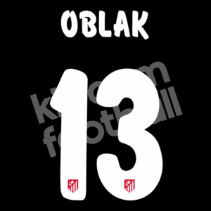2015-16 Atletico Madrid Goalkeeper Name Number Set #13 OBLAK White Repro