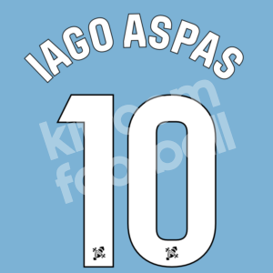 2023-24 Celta Vigo Home Name Number Set #10 IAGO ASPAS Repro - Image 1