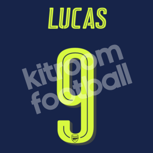 2016-17 Arsenal Third Name Number Set #9 LUCAS (Champions League) Repro