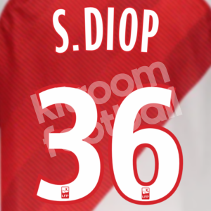 2018-19 AS Monaco Home Name Number Set #36 Sofiane DIOP Ligue One Repro - Image 1