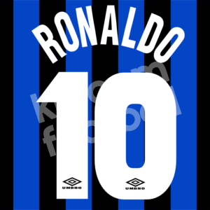 1997-98 Inter Milan Home Name Number Set #9 RONALDO Serie A Repro - Image 1