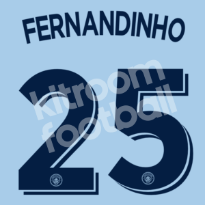 2016-17 Manchester City Home Name Number Set #25 FERNANDINHO Cup Repro