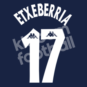 1998-99 Athetic Bilbao Away Name Set #17 ETXEBERRIA Repro Dorsal