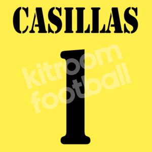 2001-03 Real Madrid Goalkeeper Name Number Set #1 CASILLAS Black Repro