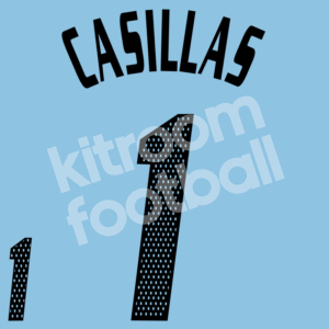 2002 World Cup Spain Goalkeeper Name Number Set #1 CASILLAS Black Repro