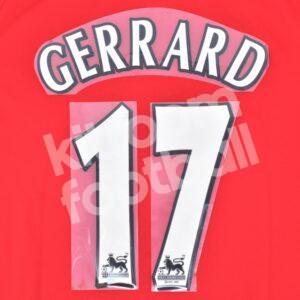 2000-04 Liverpool Home Name Number Set #17 GERRARD Premier League Flock Repro - Image 1