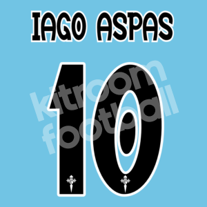 2012-13 Celta Vigo Home Name Number Set #10 IAGO ASPAS Repro