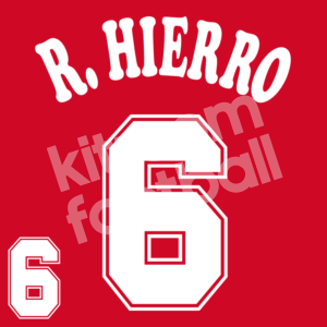 UEFA EURO 1996 Spain Home Name Number Set #6 HIERRO (Flock) Repro - Image 1
