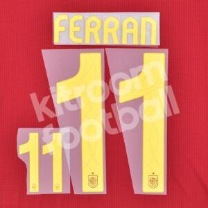 UEFA Euro 2024 Spain Home Name Number Set #11 FERRAN Repro