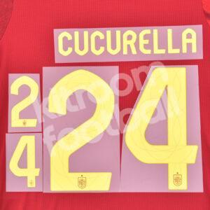 UEFA Euro 2024 Spain Home Name Number Set #24 CUCURELLA Repro