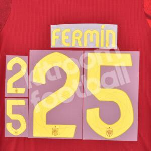 UEFA Euro 2024 Spain Home Name Number Set #25 FERMIN Repro