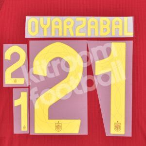 UEFA Euro 2024 Spain Home Name Number Set #21 OYARZABAL Repro