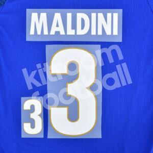 EURO 1996 Italy Home Name Set Number #3 MALDINI Repro