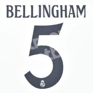 2024-25 Real Madrid Home Name Number Set #5 BELLINGHAM Champions Repro