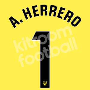 2024-25 Málaga CF Goalkeeper Name Number Set #1 A. HERRERO (Yellow) Repro