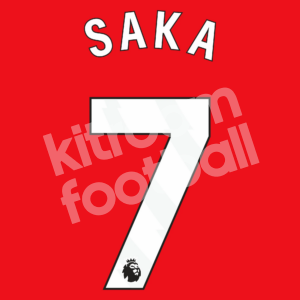 2023-25 Arsenal White Premier League Name Number Set #7 SAKA Repro