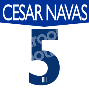 2005-06 Malaga CF Home Name Number Set #5 CESAR NAVAS Repro - Image 1