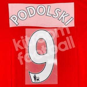 2013-15 Arsenal Home Name Number Set #9 PODOLSKI Premier League (Plastic) Repro
