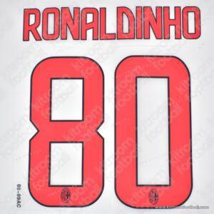 2008-09 AC Milan Away Name Number Set #80 RONALDINHO Repro